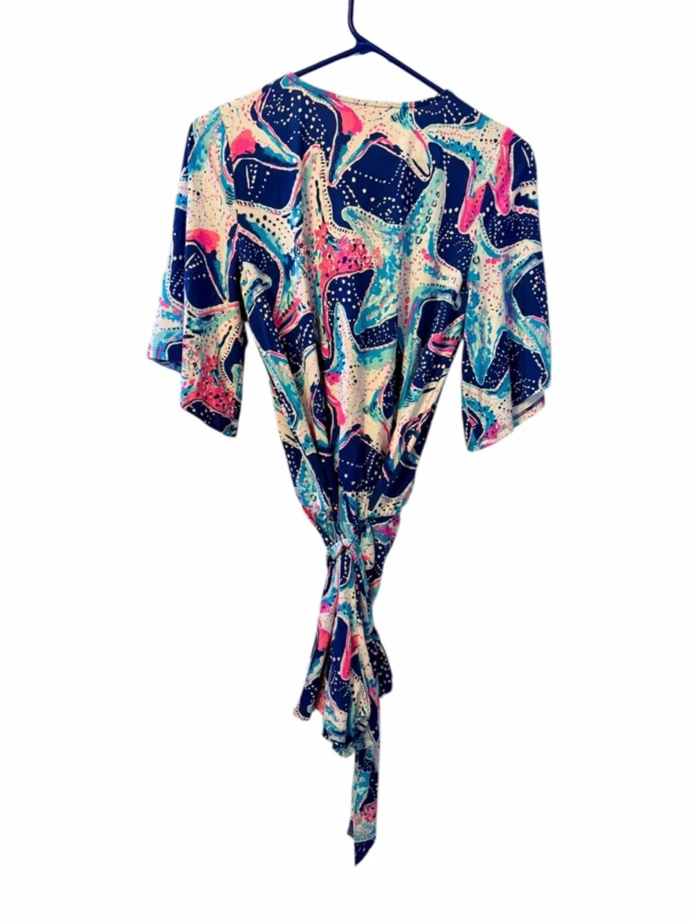LILLY PULITZER MADILYN TIE WAIST STARFISH Shorts ROMPER Size Small - Picture 9 of 10